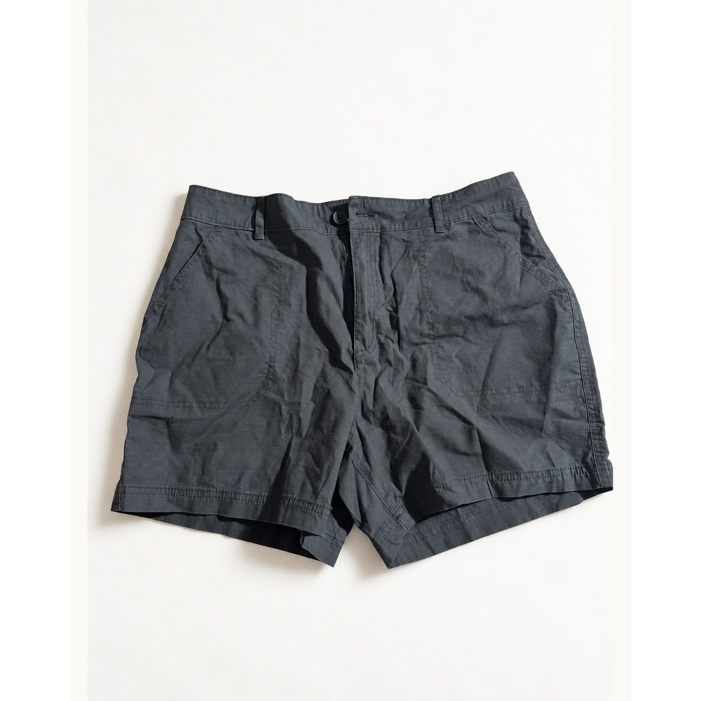 Eddie Bauer Womens 12 Charcoal Gray Utility Canvas Hiking Shorts Cotton Blend